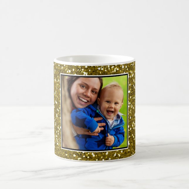 Mug Photo de coutume de parties scintillantes d'or (Centre)
