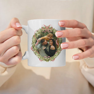 Mug Photo de famille couronne de Noël personnalisée