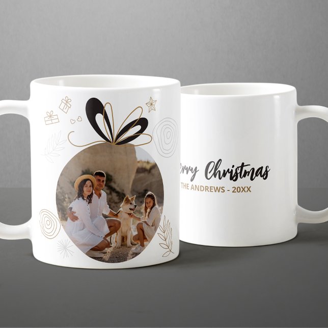 Mug Photo de famille de Noël minimaliste moderne (Créateur téléchargé)