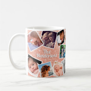 Mug Photo de famille de Parties scintillant rose perso