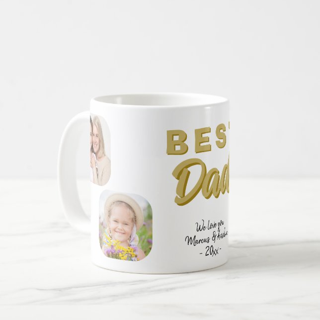 Mug Photo de famille du meilleur papa père 4 (Devant gauche)