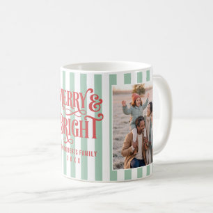 Mug Photo de famille rayée Merry and Bright