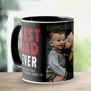 Mug Photo de famille rouge noire de meilleur père