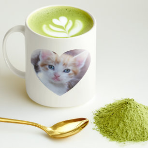 Mug Photo de la famille en forme de coeur