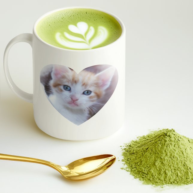 Mug Photo de la famille en forme de coeur (Heart Shaped Family Pet Photo Coffee Mug)