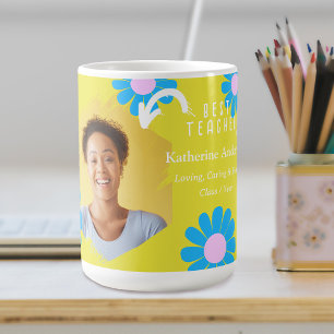 Mug Photo de la meilleure enseignante Daisy jaune