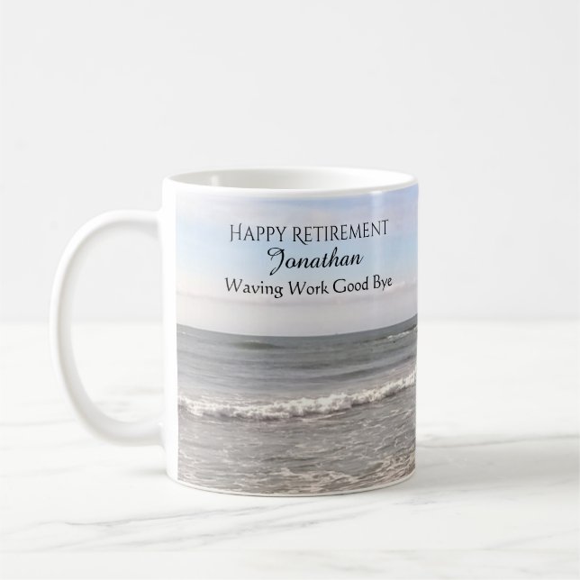 Mug Photo de la retraite heureuse des vagues de l'océa (Gauche)