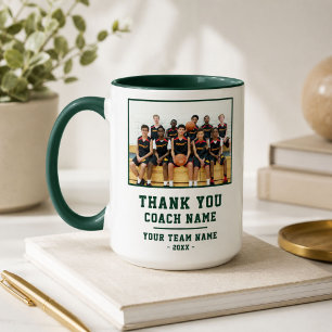 Mug Photo de l'équipe Nom de l'équipe Merci Coach Vert