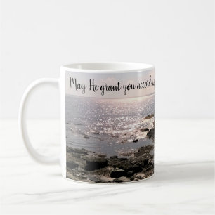 Mug Photo de l'océan avec verset biblique inspirant
