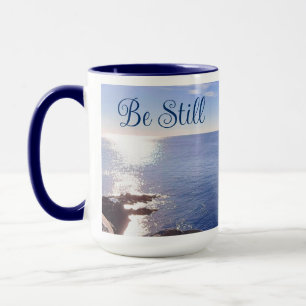 Mug Photo de l'océan bleu calme Bible Verse Know God