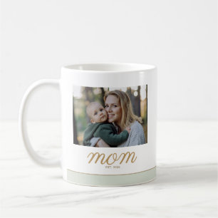 Mug Photo de maman établie minimaliste or et vert saug