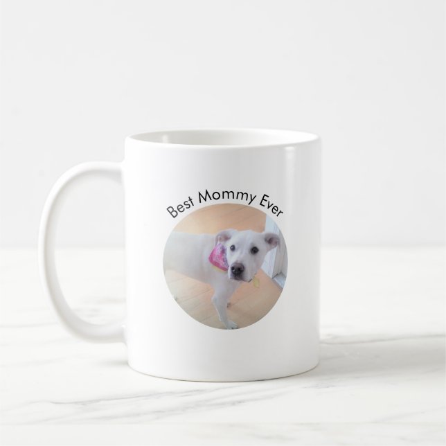 Mug Photo de mignonne chiot chien simple meilleure mam (Gauche)