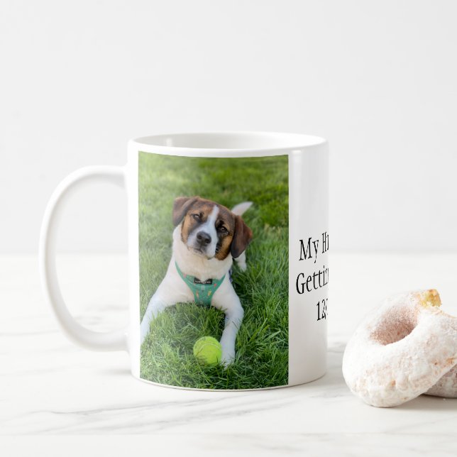 Mug Photo de mon être humain avec un chien marié (Avec donut)