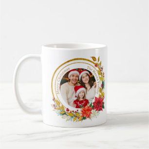 Mug Photo de Noël - Famille Couronne de Paillettes Dor
