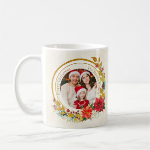 Mug Photo de Noël - Famille Couronne de Paillettes Dor