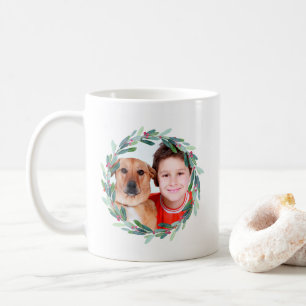 Mug Photo de Noël Holly Jolly aquarelle