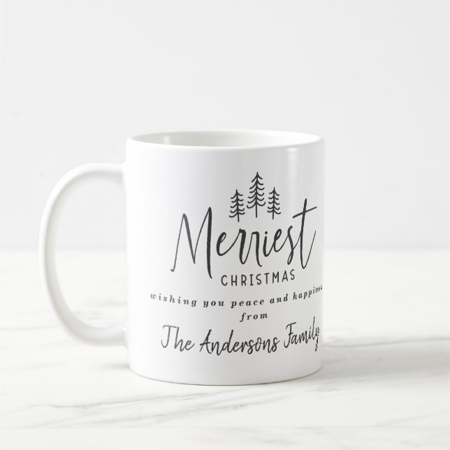 Mug photo de Noël la plus belle photo de script modern (Gauche)