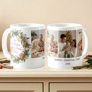 Mug Photo de Noël nostalgique d'une famille de trois p