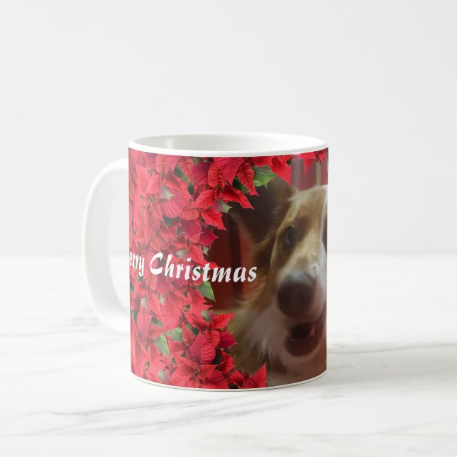 Mug Photo de Noël personnalisée pour animal de compagn (Devant gauche)