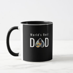 Mug Photo de papa dans un cadre de cœur noir Texte mod