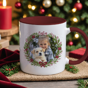 Mug Photo de vacances Couronne élégante Nœud rouge de