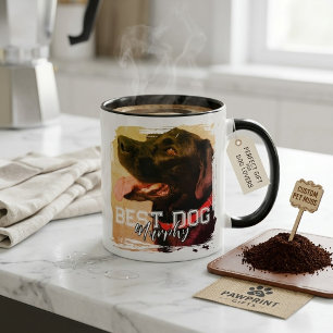 Mug Photo d'eau-forte de Lab noir moderne Meilleur nom