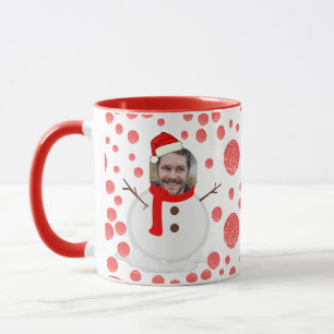 Mug Photo du visage Noël Funny Snowman Café