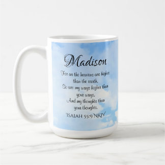 Mug Photo d'une Bible Ciel Bleu Nom du couplet et init