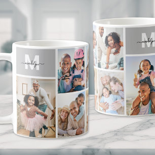 Mug Photo en collage Monogramme simple d'image