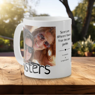 Mug Photo et citation de sœur/s moderne   Famille ador