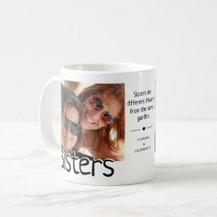 Mug Photo et citation de sœur/s moderne Famille ador