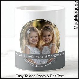 Mug Photo et message personnalisés Blanc et gris Mémoi