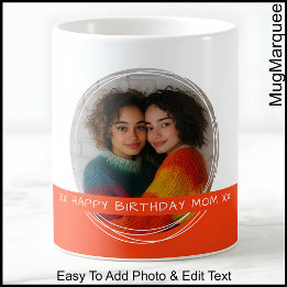 Mug Photo et message personnalisés Blanc et orange Mém