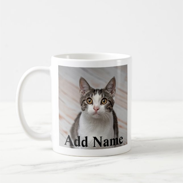 Mug Photo et nom personnalisés de l'Amoureux des chats (Gauche)