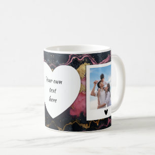 Mug photo et texte personnalisé - Marbre noir et r