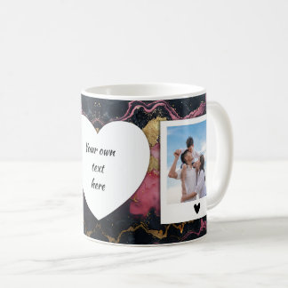 Mug photo et texte personnalisé - Marbre noir et r
