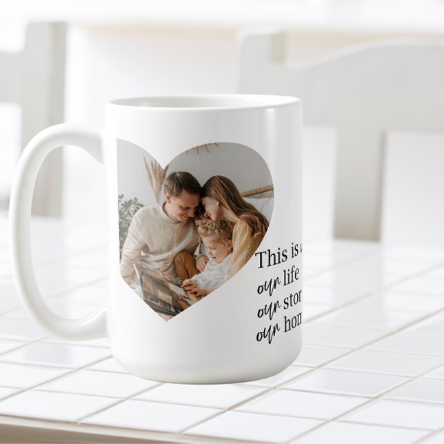 Mug Photo Famille Couple Moderne & Citation Famille Ca (Créateur téléchargé)