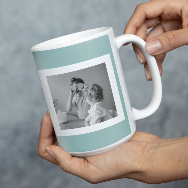 Mug Photo Famille Moderne Mint Simple Lovely Cadeau (Créateur téléchargé)