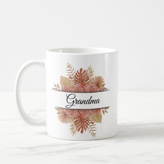 Mug Photo grand-mère florale d'aquarelle moderne (Gauche)