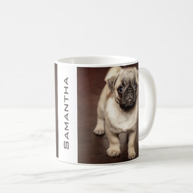 Mug Photo mignonne personnalisée de chiot de carlin (Devant droit)