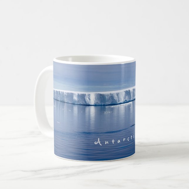 Mug Photo paysage de l'iceberg Antarctique avec texte  (Devant gauche)