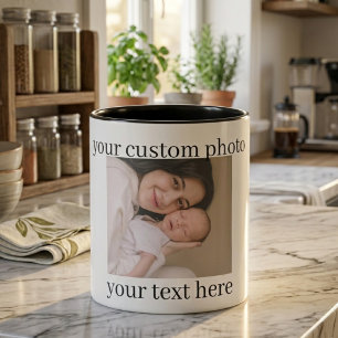 Mug Photo Personnalisé Cadeau avec Texte