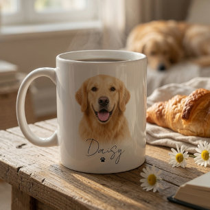 Mug photo personnalisé de chien avec nom Animal