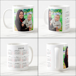 Mug Photo personnalisée 2026 Calendrier Week-ends roug