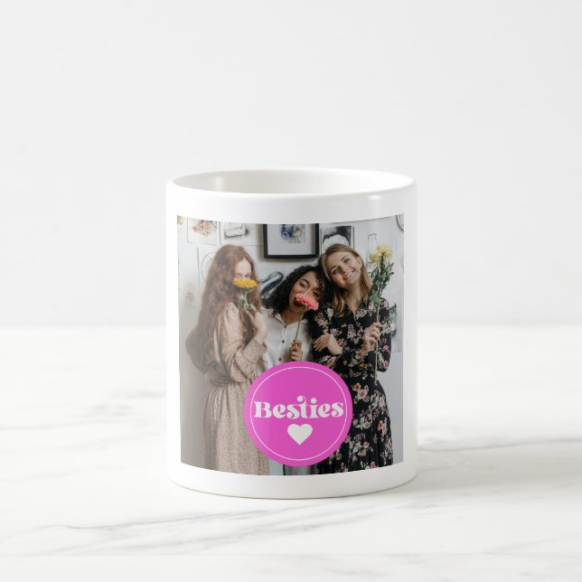 Mug photo personnalisée besties amis rétro typographie (Centre)