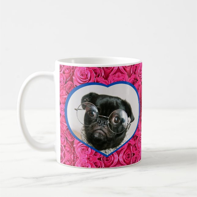 Mug Photo personnalisée Coeur rose Roses do-it-yoursel (Gauche)