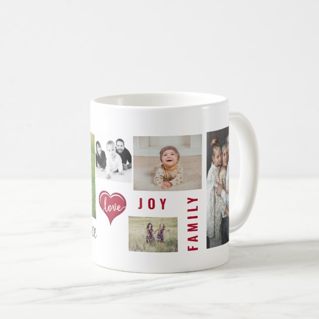 Mug Photo personnalisée Collage Amour Joie Famille (Devant droit)