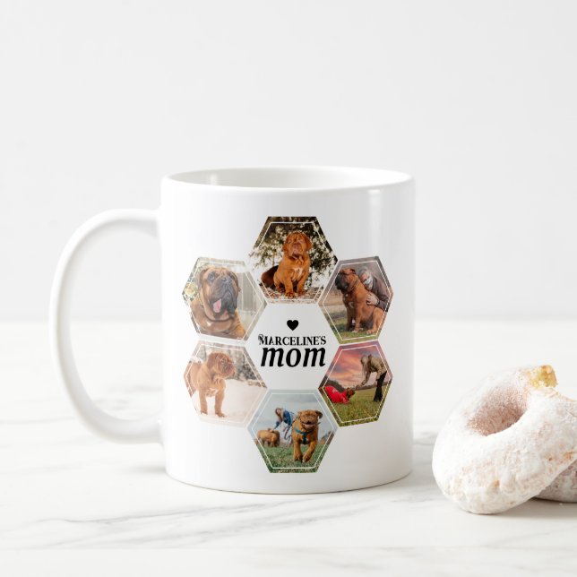 Mug Photo personnalisée de maman de chien avec nom noi (Avec donut)