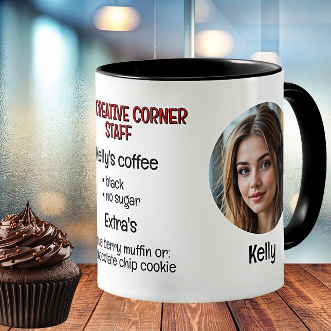 Mug Photo personnalisée de Office Worker (Office mug with a photo and description of their favorite coffee - one for every member of the team)
