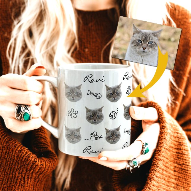 Mug Photo personnalisée du visage de chat (Créateur téléchargé)